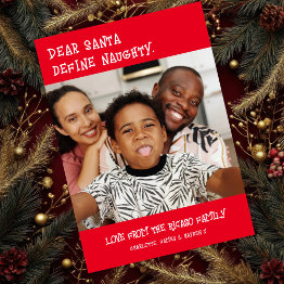 Small Dear Santa Define Naughty Photo Christmas Holiday Invitations Front View