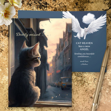 dearly missed angel cat sympathy invitations
