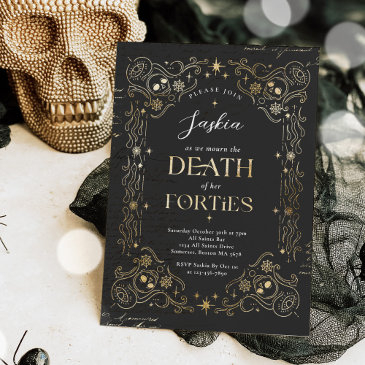 death to my forties halloween 50th birthday party invitation