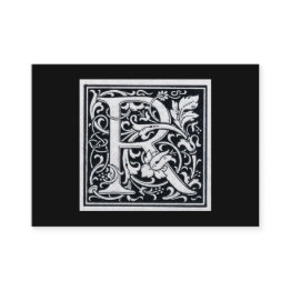 Small Decorative Letter "r" Woodcut Woodblock Initial Business Invitations Front View