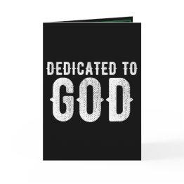 Small Dedicated To God Cool Customizable White Text Invitation Front View
