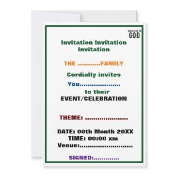 dedicated to god customizable cool black text invitation