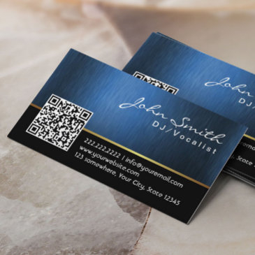 deejay royal blue qr code music dj business invitations