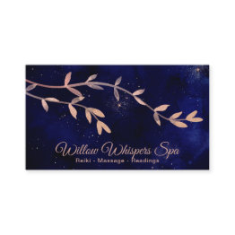 Small *~* Deep Blue Night Sky Botanical Willow Branch Business Invitations Front View