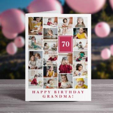 deep pink photo collage happy birthday grandma invitations