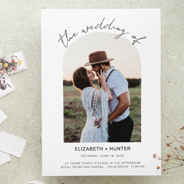 delicate arch frame photo wedding qr code rsvp invitation