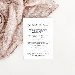 Small Delicate Black Wedding Weekend Schedule Of Events Enclosure Invitations Front View