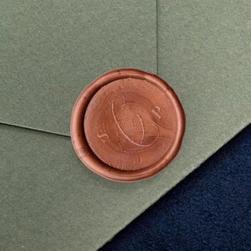 delicate bride and groom initials monogram wedding wax seal sticker