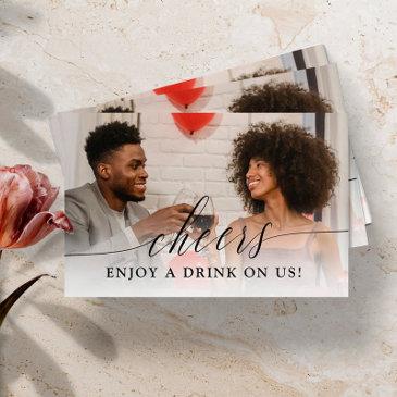 delicate calligraphy photo wedding drink ticket