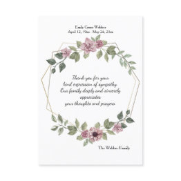 Small Delicate Floral Sympathy Thank You Invitations Front View