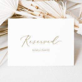 Small Delicate Gold Calligraphy Reserved Sign Front View