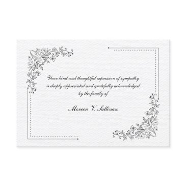 delicate hand-drawn floral sympathy thank you invitations