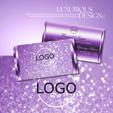 deluxe purple glitter luminous stars and logo business invitations