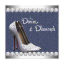 denim and diamonds birthday party invitations