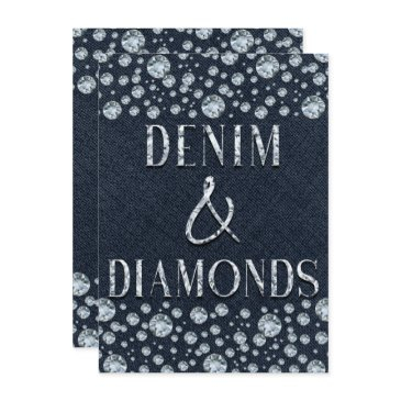 denim & diamonds bling sparkle birthday party glam invitation