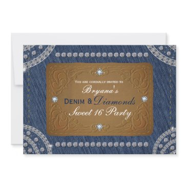 denim & diamonds jeans label party invitations