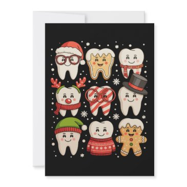 dental christmas cute teeth dentist santa hat xmas holiday invitations