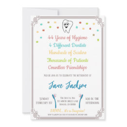 Small Dental Hygienist Retirement Celebration Invitation Front View