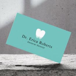 Small Dentist Tooth Logo Light Teal Dental Office Business Invitations Front View