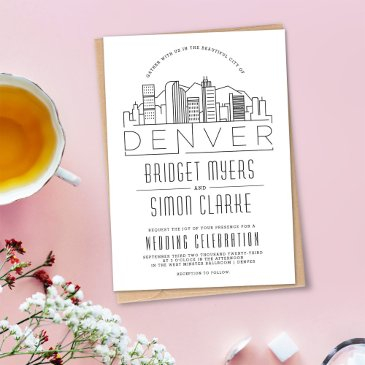 denver + mountains | stylized skyline wedding invitation
