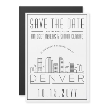 denver wedding | stylized skyline save the date magnetic invitation