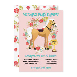 Small Derby Horse Racing Birthday Party Invitation Front View