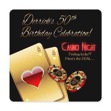 derrick's vegas casino night 50th birthday party invitation