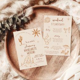 Small Desert Bachelorette Weekend Invitation Itinerary Front View