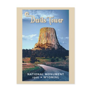 devils tower national monument wyoming watercolor postinvitations