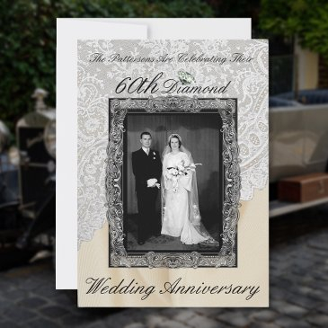diamond 60th wedding anniversary photo invitation