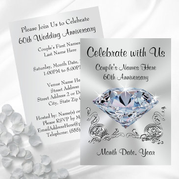 diamond personalized, 60th anniversary invitations