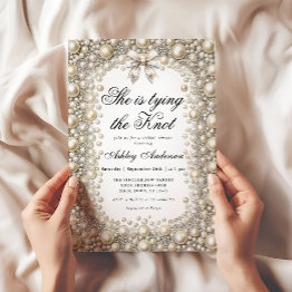 Small Diamonds And Pearls Bridal Shower Invitation Front View
