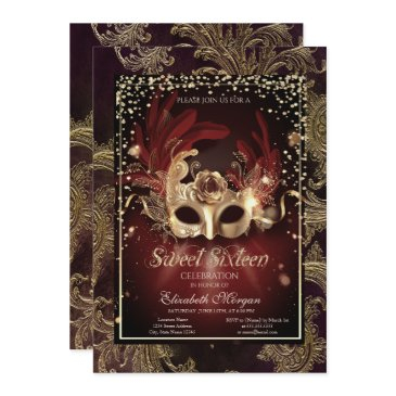 diamonds floral damask masquerade sweet 16 invitation