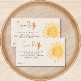 Small Diaper Raffle Boho Sunshine Baby Shower Enclosure Invitations Front View