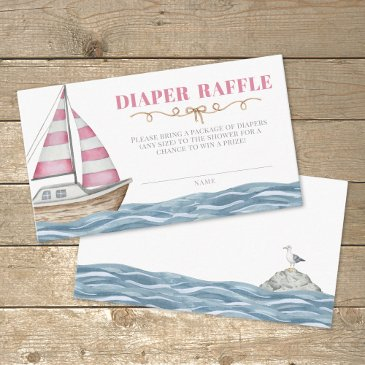 diaper raffle pink nautical baby shower enclosure invitations
