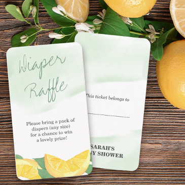 diaper raffle poem citrus lemon neutral enclosure invitations