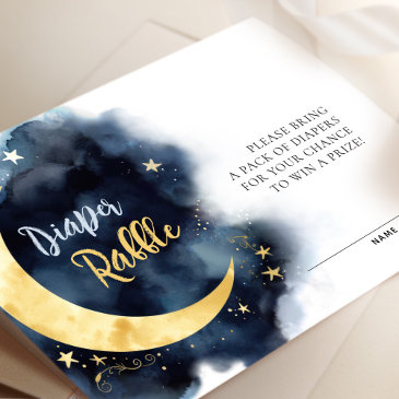diaper raffle tickets moon stars watercolor baby enclosure invitations