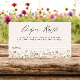 Small Diaper Raffle Wildflower Terracotta Baby Shower Enclosure Invitations Front View