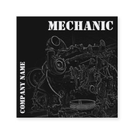 Small Diesel Engine Square Mechanic Business Invitations Front View