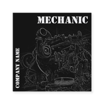 diesel engine square mechanic business invitations