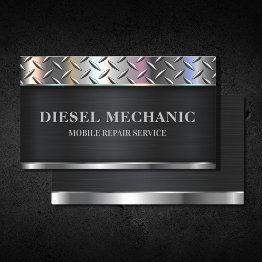 Small Diesel Mechanic Maintenance Metal Repair Service Business Invitations Front View