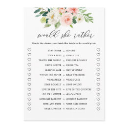 Small Digital Floral Would She Rather Bridal Shower Game Invitation Front View