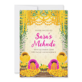 Small Digital Mehndi Invitations As Dholki Invitations Front View