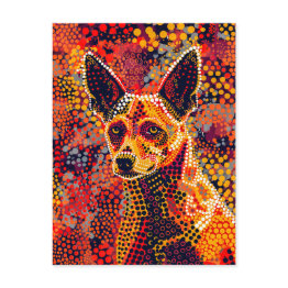 Small Dingo In Aborigine Dot Art Style Postinvitations Front View