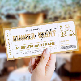 Small Dinner Night Gift Voucher Certificate Front View