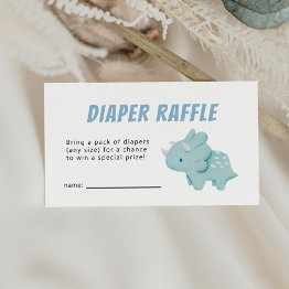 Small Dinosaur Boy Baby Shower Diaper Raffle Ticket Enclosure Invitations Front View