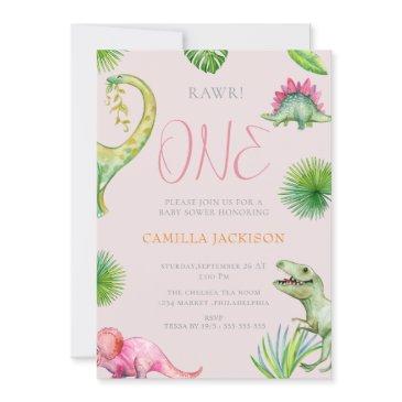 dinosaur first birthday baby shower invitation
