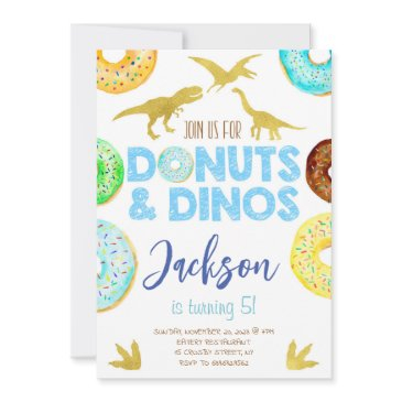 dinosaurs and donuts boy birthday party invitation