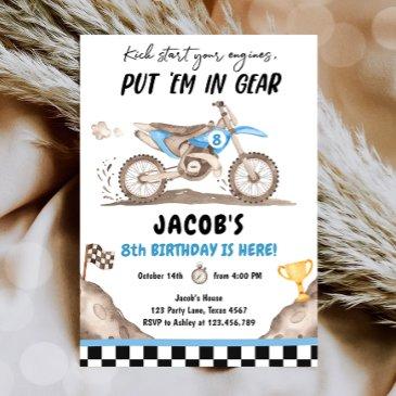 dirt bike motorcross racing biking boy birthday invitation