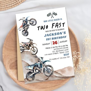 dirt bike race boy 2nd birthday party invitation